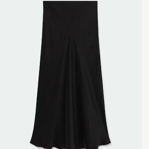 Silk Laundry Long Bias Cut Skirt Black